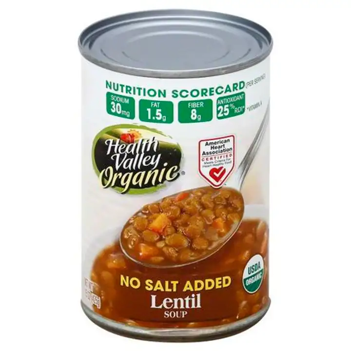Order Health Valley Organic Soup, No Salt Added, Lentil - 15 Ounces food online from Holiday farms store, Roslyn Heights on bringmethat.com