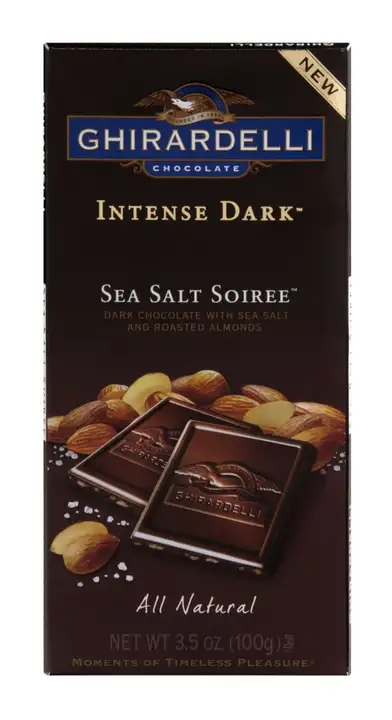 Order Ghirardelli Intense Dark Dark Chocolate, Sea Salt Soiree - 3.5 Ounces food online from Novato Harvest Market store, Novato on bringmethat.com