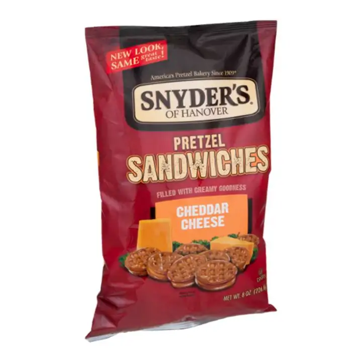 Order Snyders Pretzel Sandwiches, Filled, Cheddar Cheese - 8 Ounces food online from Holiday farms store, Roslyn Heights on bringmethat.com