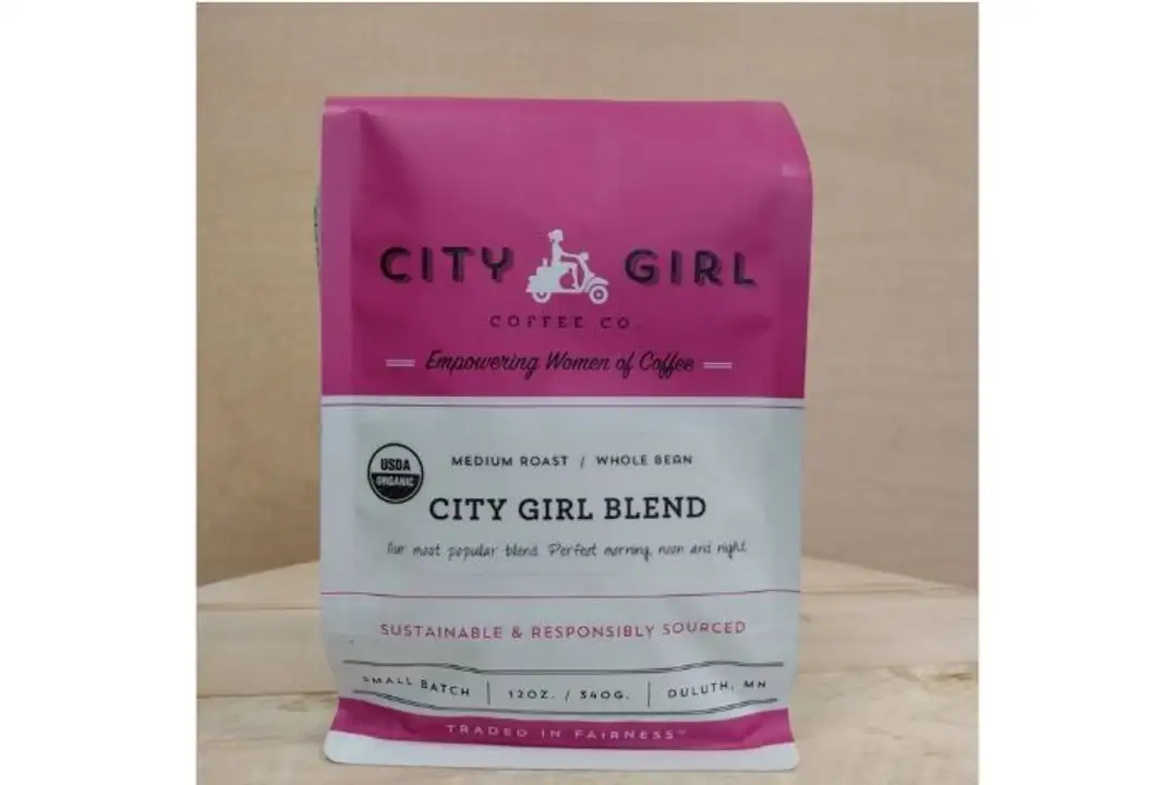 Order City Girl Coffee City Blend, Organic & Fair Trade, Whole Bean, 12 oz. food online from Whole Foods Co-Op Denfeld store, Duluth on bringmethat.com