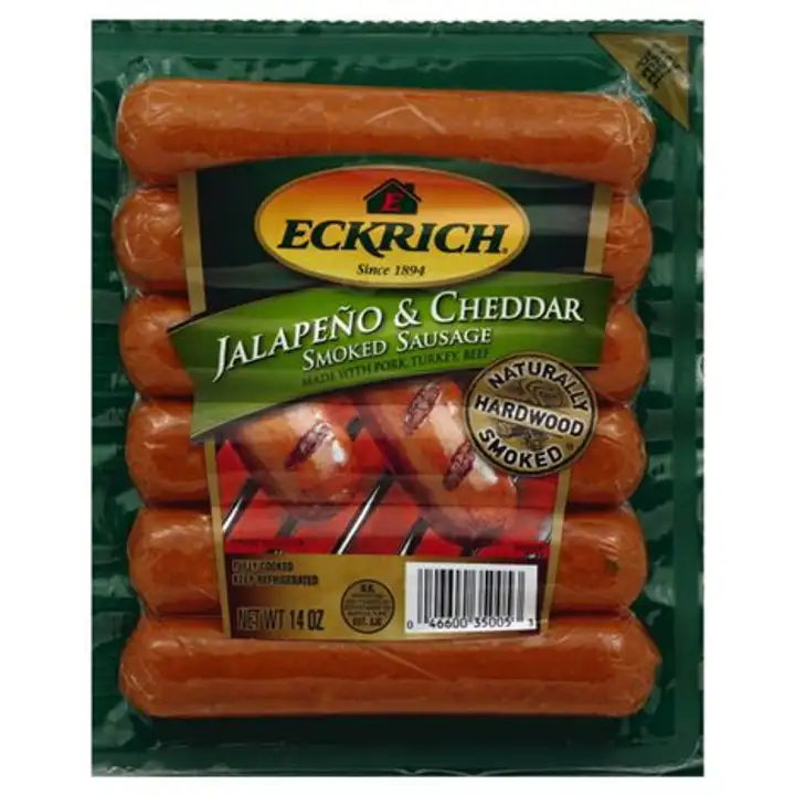 Order Eckrich Sausage, Smoked, Jalapeno & Cheddar - 14 Ounces food online from Fligner Market store, Lorain on bringmethat.com