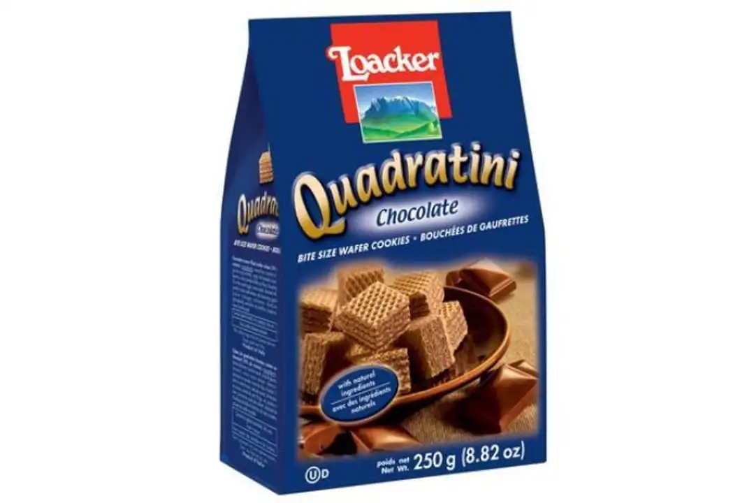 Order Loacker Quadratini Wafer Cookies, Bite Size, Chocolate - 8.8 Ounces food online from Holiday farms store, Roslyn Heights on bringmethat.com