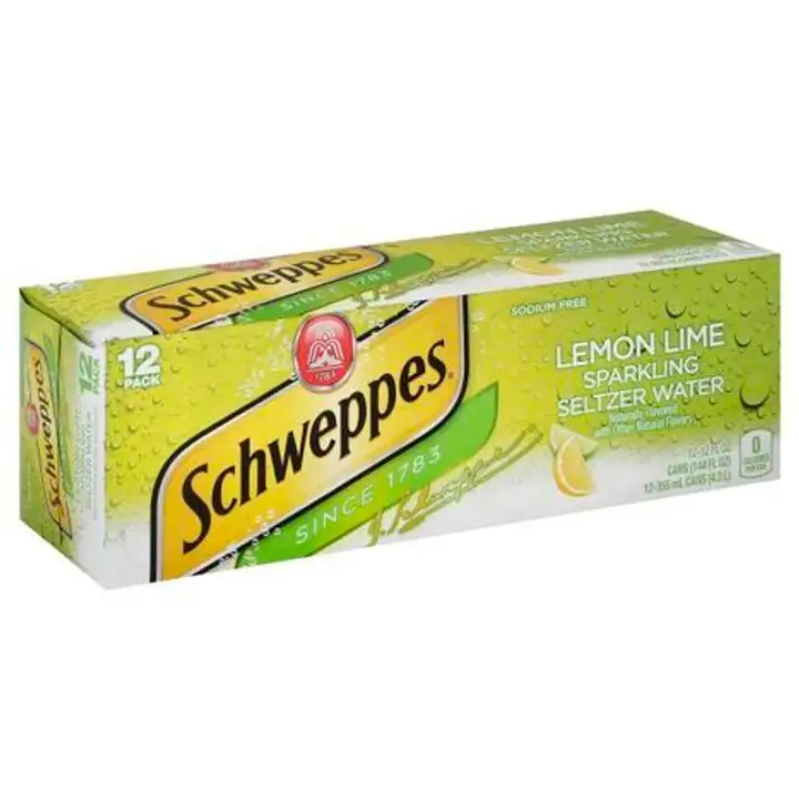 Order Schweppes Seltzer Water, Sparkling, Lemon Lime - 12 Count food online from Holiday farms store, Roslyn Heights on bringmethat.com