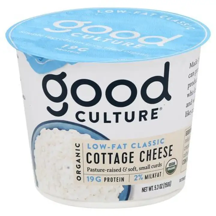 Order Good Culture Cottage Cheese, Low-Fat Classic, Organic - 5.3 Ounces food online from Whole Foods Co-Op Denfeld store, Duluth on bringmethat.com