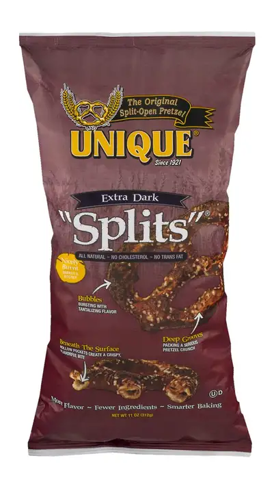 Order Unique Splits Pretzel, Extra Dark - 11 Ounces food online from Holiday farms store, Roslyn Heights on bringmethat.com