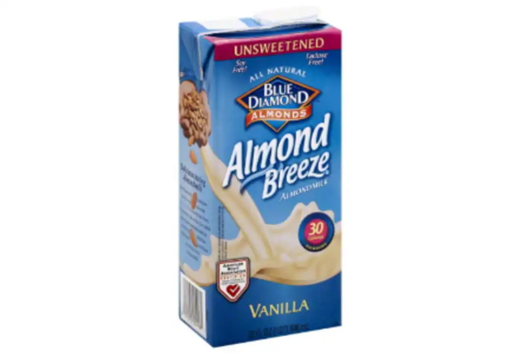 Order Blue Diamond Almond Breeze Almondmilk, Vanilla, Unsweetened - 32 Ounces food online from Holiday farms store, Roslyn Heights on bringmethat.com