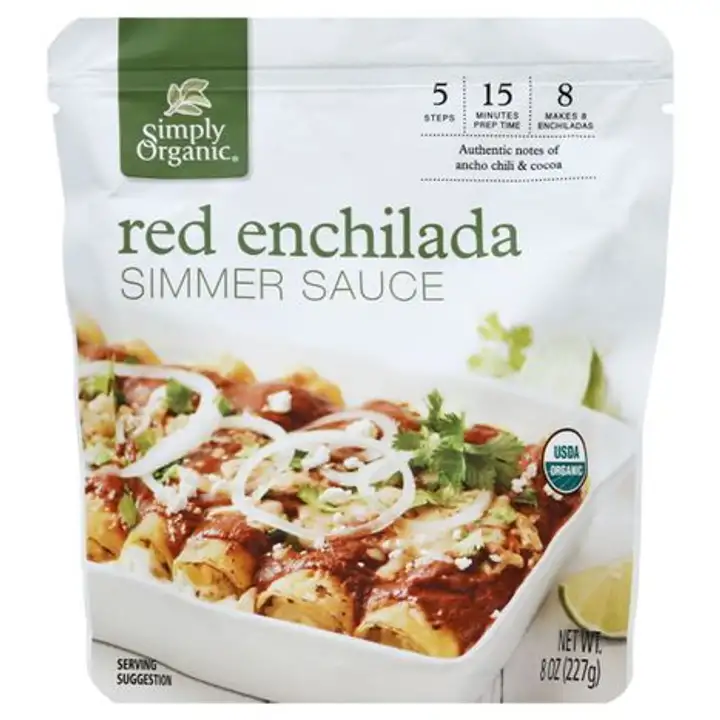 Order Simply Organic Simmer Sauce, Red Enchilada - 8 Ounces food online from Whole Foods Co-Op Denfeld store, Duluth on bringmethat.com