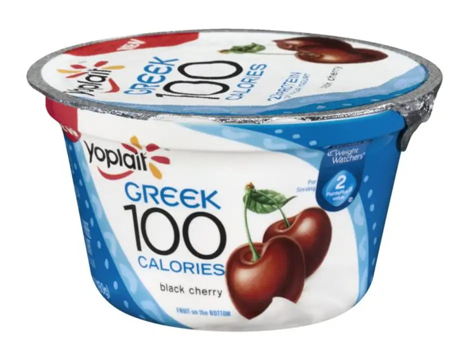Order Yoplait Greek 100 Calories Yogurt, Fat Free, Black Cherry - 5.3 Ounces food online from Fligner Market store, Lorain on bringmethat.com
