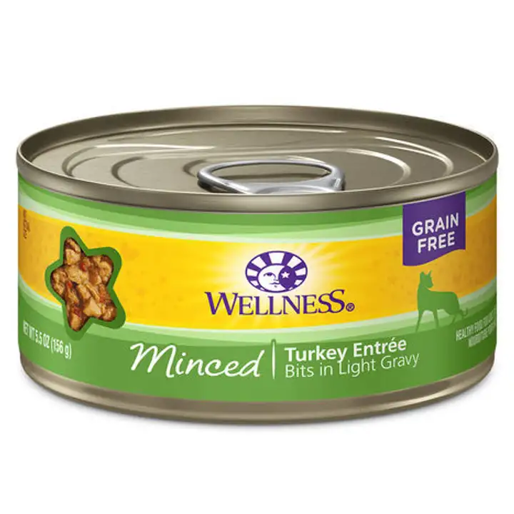 Order Wellness Natural Grain Wet Canned Minced Turkey Cat Food - 5.5 Ounces food online from Novato Harvest Market store, Novato on bringmethat.com