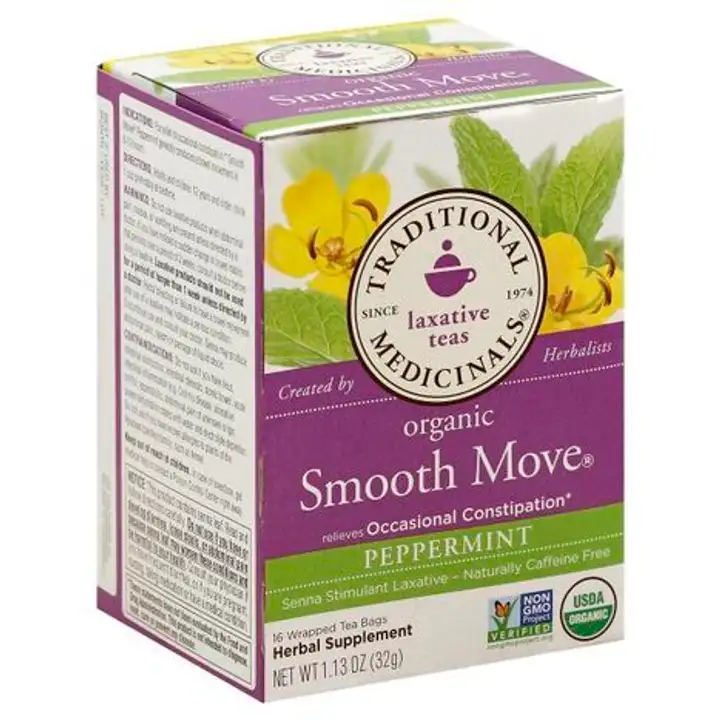 Order Traditional Medicinals Laxative Tea, Senna Stimulant, Smooth Move, Peppermint, Wrapped Tea Bags - 16 Bags food online from Novato Harvest Market store, Novato on bringmethat.com