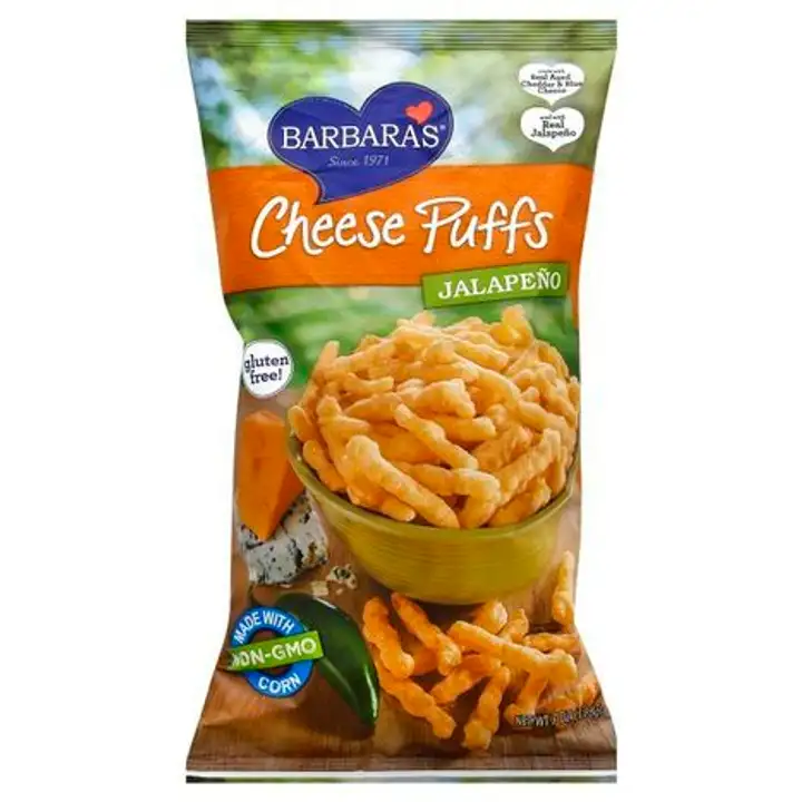 Order Barbaras Cheese Puffs, Jalapeno - 7 Ounces food online from Novato Harvest Market store, Novato on bringmethat.com