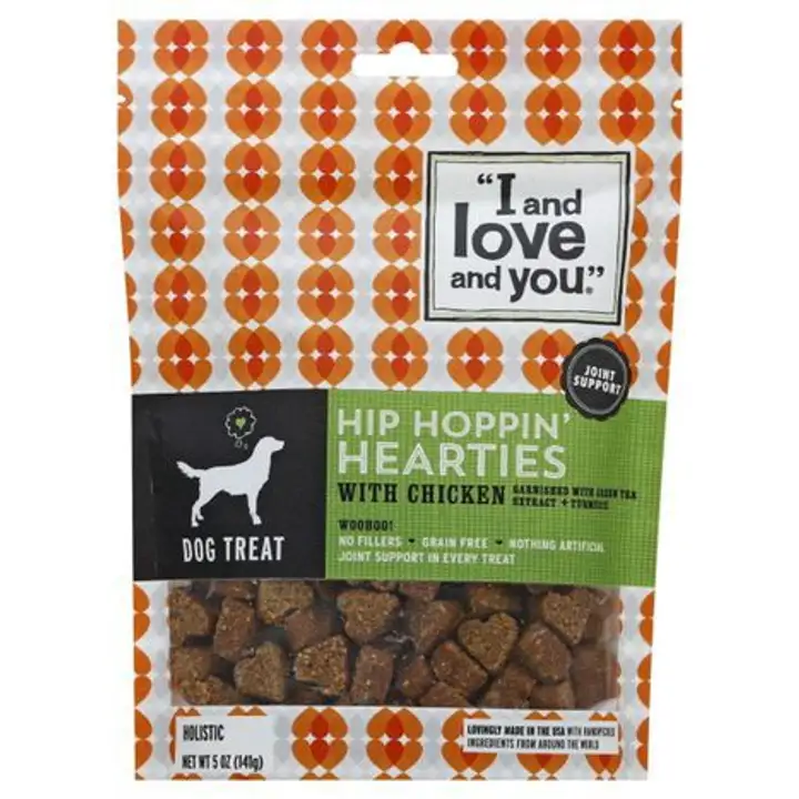 Order I and Love and You Dog Treat, Hip Hoppin' Hearties, with Chicken - 5 Ounces food online from Whole Foods Co-Op Denfeld store, Duluth on bringmethat.com