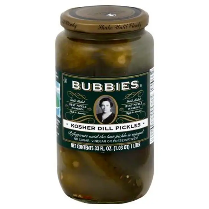 Order Bubbies Pickles, Kosher Dill - 33 Ounces food online from Novato Harvest Market store, Novato on bringmethat.com