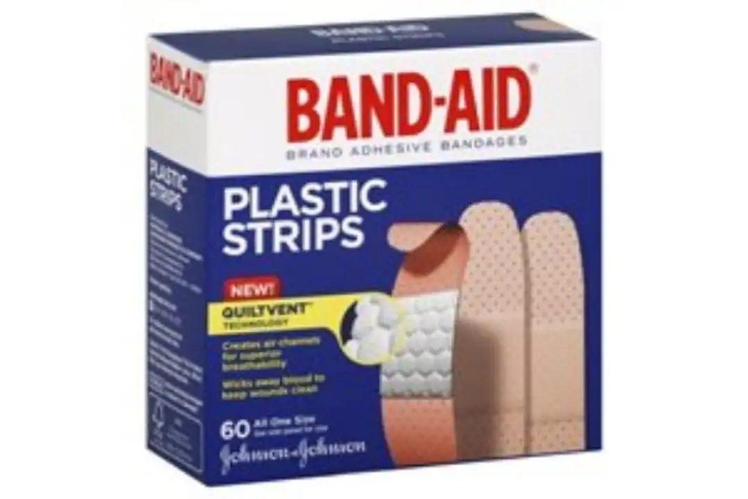 Order Band Aid Bandages, Adhesive, Plastic Strips, All One Size - 60 Count food online from Holiday farms store, Roslyn Heights on bringmethat.com