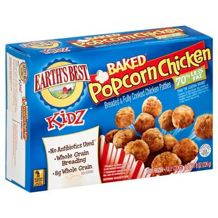 Order Earths Best Kidz Popcorn Chicken, Baked - 8 Ounces food online from Holiday farms store, Roslyn Heights on bringmethat.com