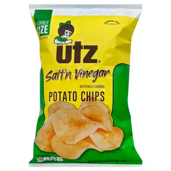 Order Utz Potato Chips, Salt'n Vinegar, Family Size - 10 Ounces food online from Fligner Market store, Lorain on bringmethat.com