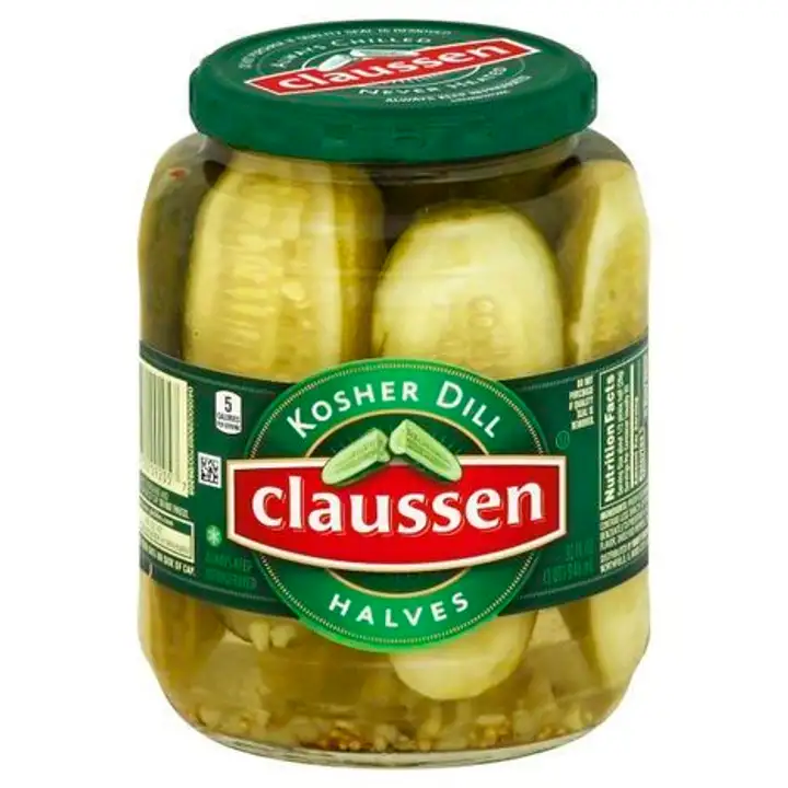 Order Claussen Kosher Dill, Halves - 32 Ounces food online from Holiday farms store, Roslyn Heights on bringmethat.com