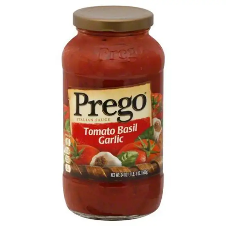Order Prego Italian Sauce, Tomato Basil Garlic - 28 Ounces food online from Holiday farms store, Roslyn Heights on bringmethat.com