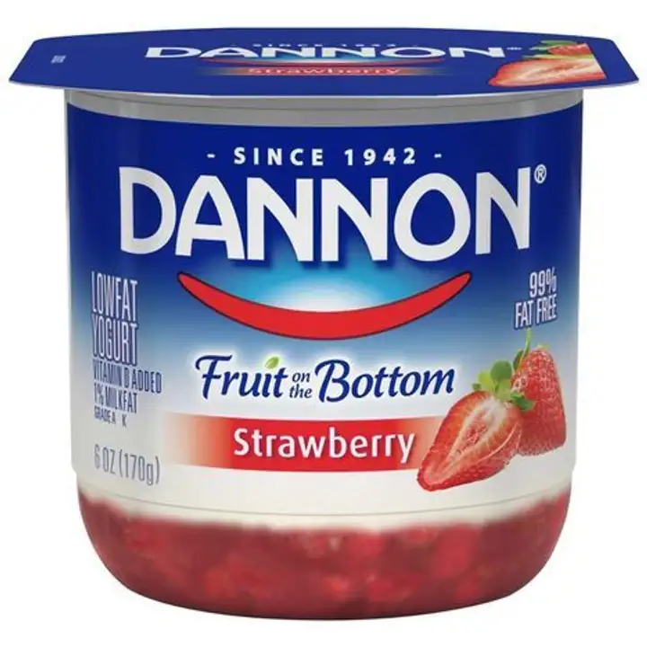 Order Dannon Yogurt, Lowfat, Fruit on the Bottom, Strawberry - 6 Ounces food online from Holiday farms store, Roslyn Heights on bringmethat.com