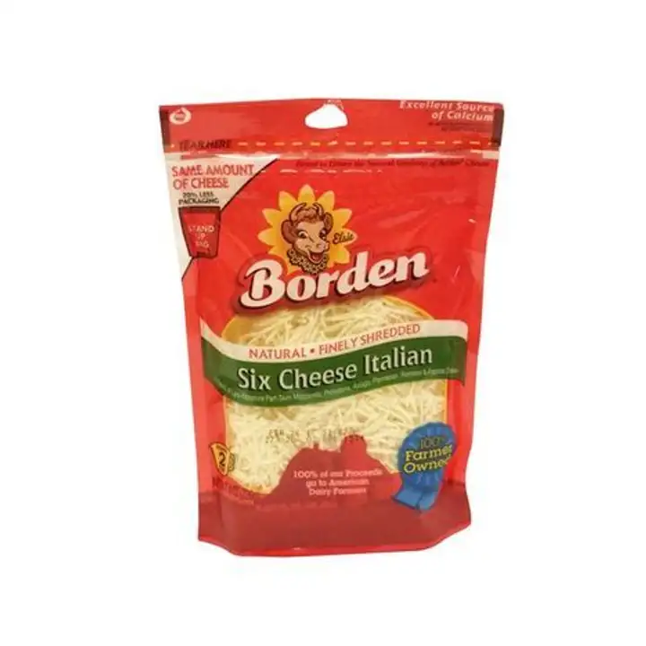 Order Borden Natural Finely Shredded Six Italian Cheese - 8 Ounces food online from Holiday farms store, Roslyn Heights on bringmethat.com