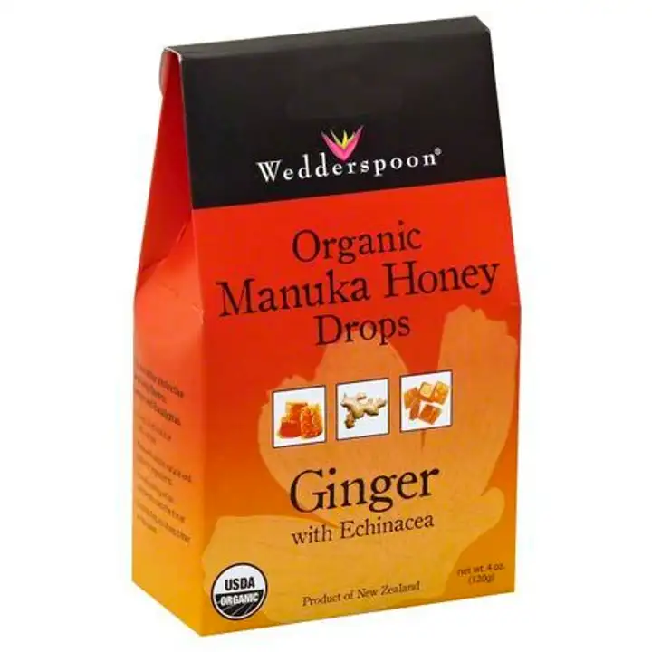 Order Wedderspoon Honey Drops, Organic Manuka Honey, Ginger - 4 Ounces food online from Whole Foods Co-Op Denfeld store, Duluth on bringmethat.com