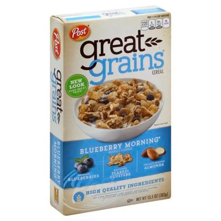 Order Great Grains Cereal, Blueberry Morning - 13.5 Ounces food online from Holiday farms store, Roslyn Heights on bringmethat.com