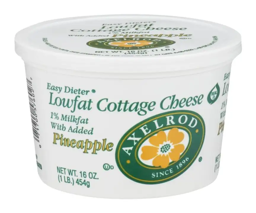 Order Axelrod Easy Dieter Cottage Cheese, Lowfat, with Added Pineapple - 16 Ounces food online from Holiday farms store, Roslyn Heights on bringmethat.com
