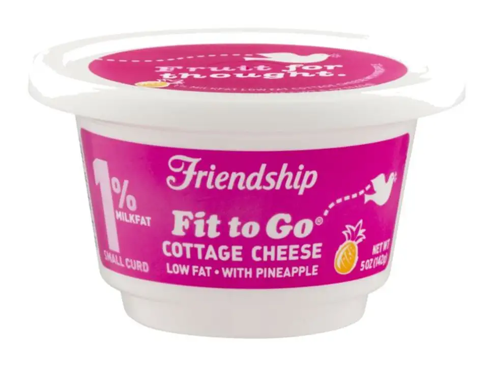Order Friendship Fit to Go Cottage Cheese, 1% Milkfat, Small Curd, with Pineapple - 5 Ounces food online from Holiday farms store, Roslyn Heights on bringmethat.com
