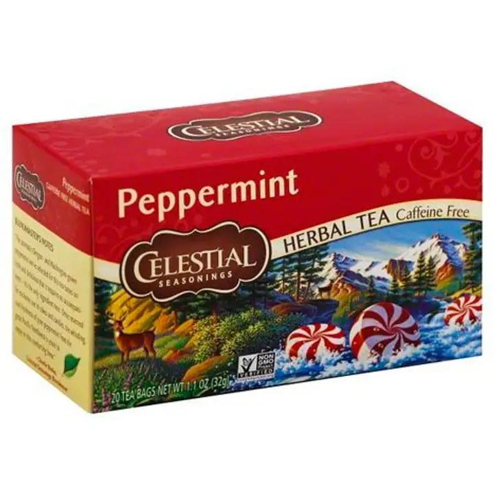 Order Celestial Seasonings Herbal Tea, Peppermint, Caffeine Free, Tea Bags - 20 Bags food online from Whole Foods Co-Op Denfeld store, Duluth on bringmethat.com