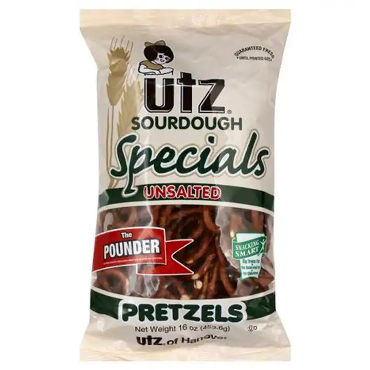 Order Utz Pretzels, Sourdough Specials, Unsalted, The Pounder - 16 Ounces food online from Holiday farms store, Roslyn Heights on bringmethat.com