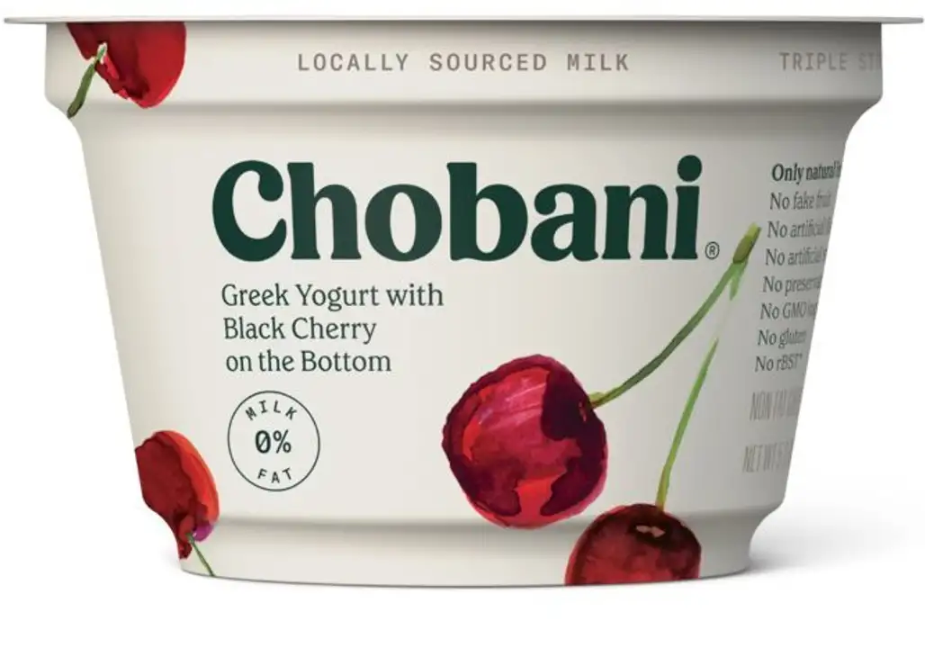 Order Chobani Nonfat Yogurt with Black Cherry on the Bottom - 5.3 Ounces food online from Meats Supreme store, Brooklyn on bringmethat.com