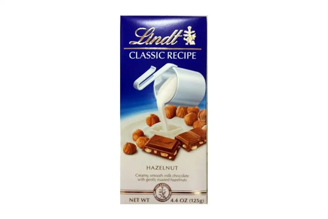 Order Lindt Classic Recipe Milk Chocolate, Hazelnut - 4.4 Ounces food online from Novato Harvest Market store, Novato on bringmethat.com