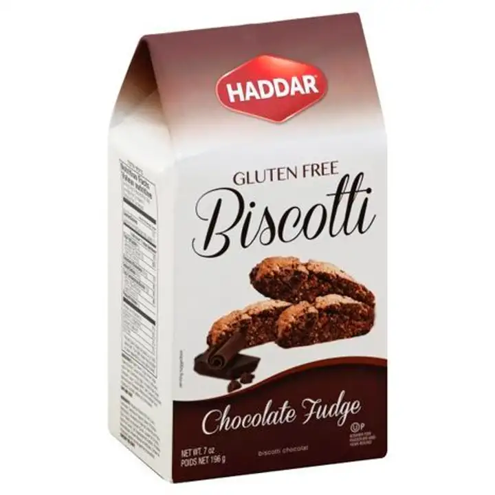Order Haddar Biscotti, Gluten Free, Chocolate Fudge - 5 Ounces food online from Whole Foods Co-Op Denfeld store, Duluth on bringmethat.com