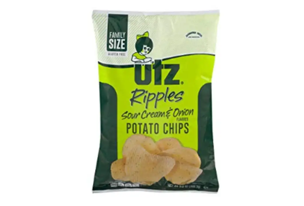 Order Utz Ripples Potato Chips, Sour Cream & Onion Flavored, Family Size - 12 Ounces food online from Fligner Market store, Lorain on bringmethat.com