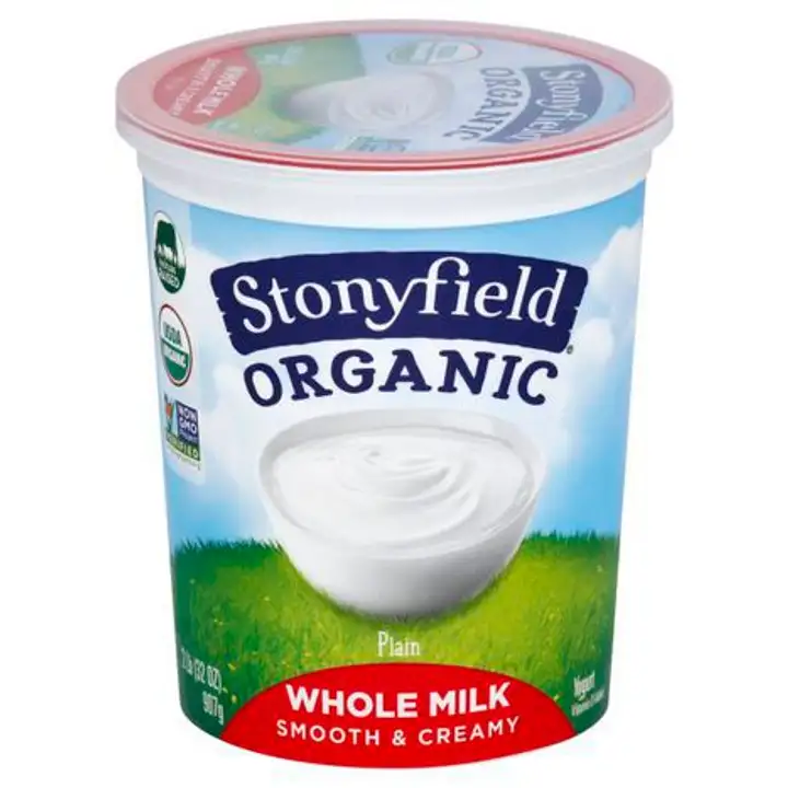 Order Stonyfield Farm Organic Yogurt, Whole Milk, Smooth & Creamy, Plain - 32 Ounces food online from Whole Foods Co-Op Denfeld store, Duluth on bringmethat.com