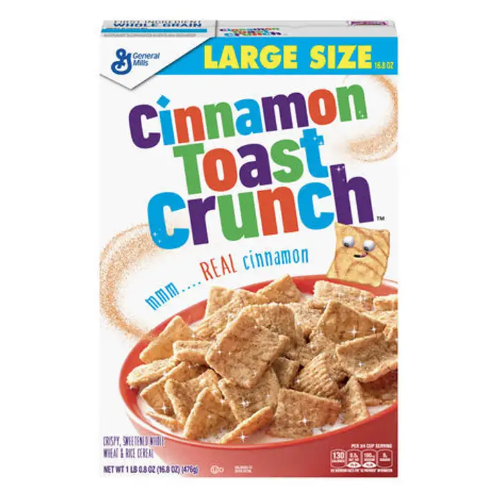 Order Cinnamon Toast Crunch Cereal, Cinnamon, Toast Crunch, Large Size - 16.8 Ounces food online from Fligner Market store, Lorain on bringmethat.com