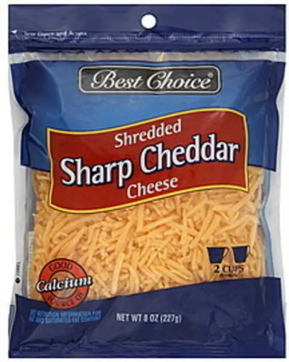 Order Best Choice Shredded Cheese, Sharp Cheddar -  34614 8oz food online from Fligner Market store, Lorain on bringmethat.com