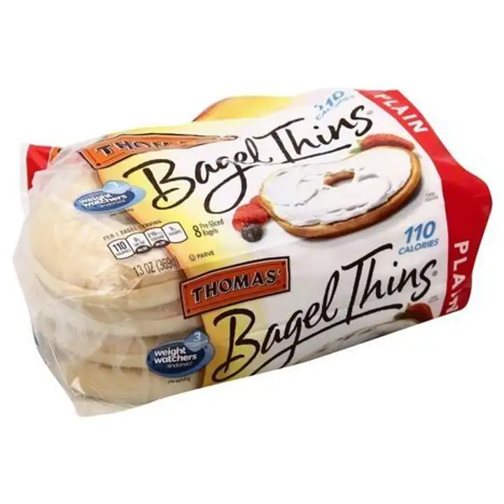 Order Thomas Bagel Thins, Plain, Pre-Sliced - 13 Ounces food online from Holiday farms store, Roslyn Heights on bringmethat.com