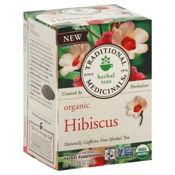 Order Traditional Medicinals Herbal Tea, Hibiscus, Organic, Caffeine Free, Bags - 16 Bags food online from Novato Harvest Market store, Novato on bringmethat.com