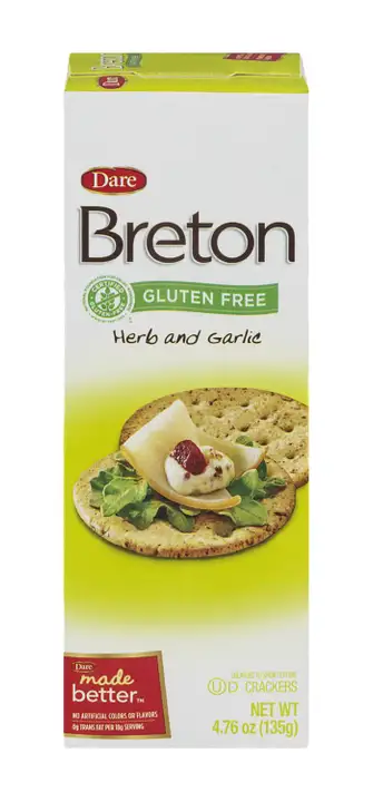 Order Breton Breton Crackers, Herb and Garlic - 4.76 Ounces food online from Novato Harvest Market store, Novato on bringmethat.com