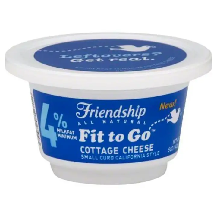 Order Friendship Fit to Go Cottage Cheese, 4% Milkfat Minimum, Small Curd, California Style - 5 Ounces food online from Holiday farms store, Roslyn Heights on bringmethat.com