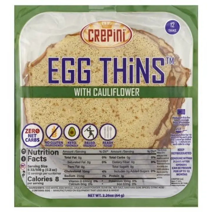 Order Crepini Egg Thins, with Cauliflower - 2.26 Ounces food online from Holiday farms store, Roslyn Heights on bringmethat.com
