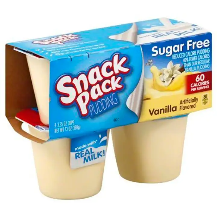 Order Snack Pack Pudding, Sugar Free, Vanilla - 4 Each food online from Fligner Market store, Lorain on bringmethat.com