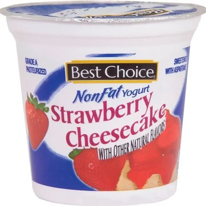 Order Best Choice NonFat Strawberry Cheesecake Yogurt - 6 Ounces food online from Fligner Market store, Lorain on bringmethat.com