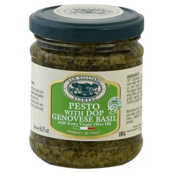Order San Guiliano Pesto, with Dop Genovese Basil - 6.35 Ounces food online from Meats Supreme store, Brooklyn on bringmethat.com