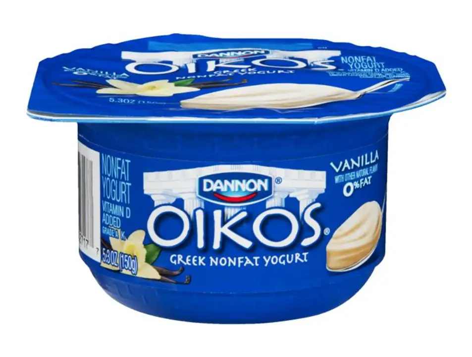 Order Oikos Yogurt, Greek, Nonfat, Vanilla - 5.3 Ounces food online from Fligner Market store, Lorain on bringmethat.com