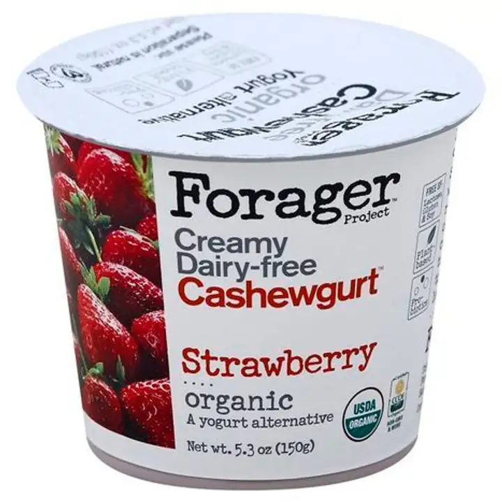 Order Forager Cashewgurt, Organic, Strawberry - 5.3 Ounces food online from Whole Foods Co-Op Denfeld store, Duluth on bringmethat.com
