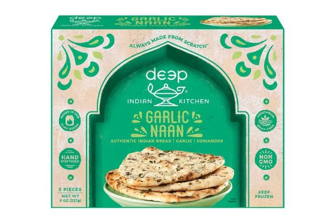 Order Deep Indian Kitchen Garlic Naan  - 9 Ounces food online from Whole Foods Co-Op Denfeld store, Duluth on bringmethat.com