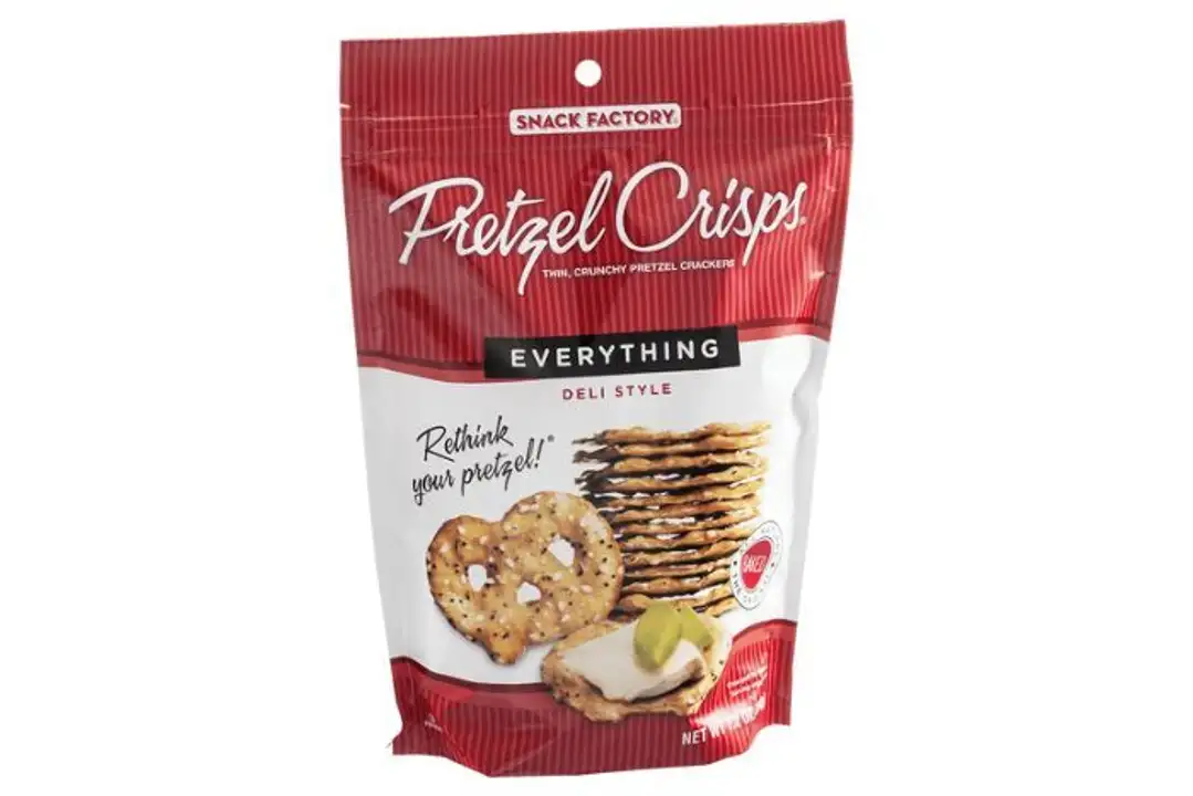 Order Stacys Pretzel Crisps, Everything, Deli Style - 7.2 Ounces food online from Whole Foods Co-Op Denfeld store, Duluth on bringmethat.com