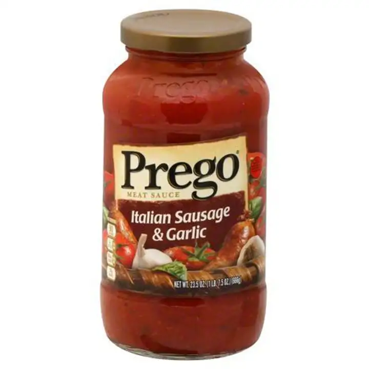 Order Prego Meat Sauce, Italian Sausage & Garlic - 28 Ounces food online from Fligner Market store, Lorain on bringmethat.com